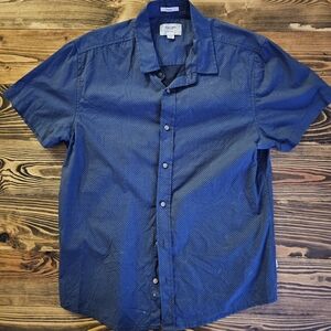 Julian & Mark men's casual short slee Navy Blue Button Down Shirt, Men's Medium